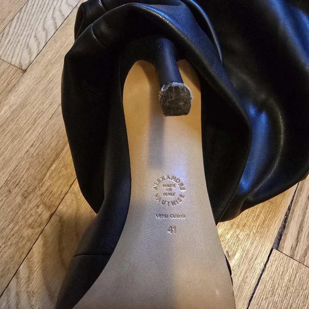 ALEXANDRE VAUTHIER Black Draped Thigh-High Boots Sz 41 (US 10/11) - Picture 15 of 16